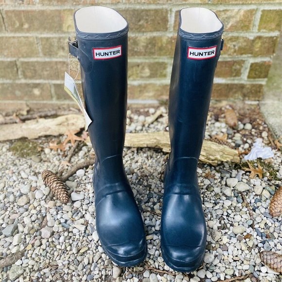 Hunter Shoes - HUNTER BLUE TALL RUBBER WELLIES RAIN MUD BOOTS 8